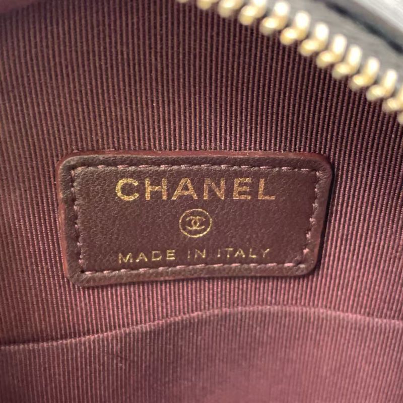 Chanel Matelasse Coco Mark Round Mini Chain Serial #23 Lambskin Black Shoulder