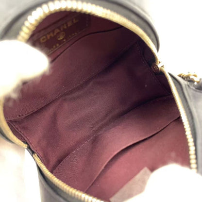 Chanel Matelasse Coco Mark Round Mini Chain Serial #23 Lambskin Black Shoulder