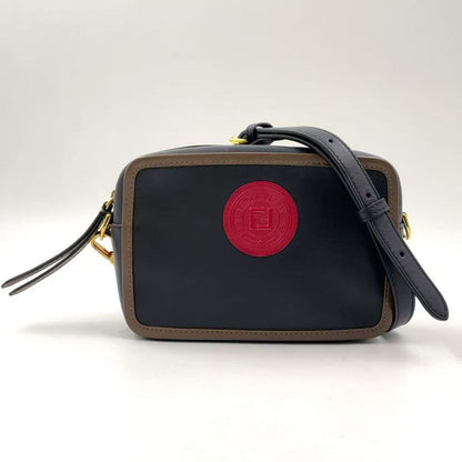 Fendi Cam Leather Brown And Black Shoulder Bag Gold 8bs019