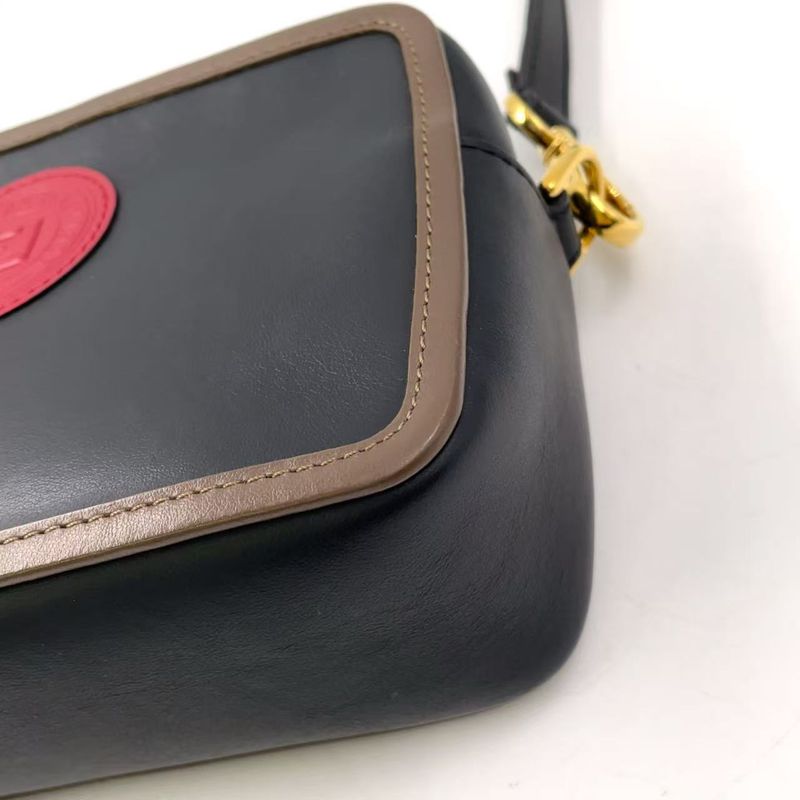 Fendi Cam Leather Brown And Black Shoulder Bag Gold 8bs019