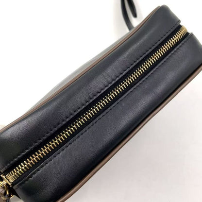 Fendi Cam Leather Brown And Black Shoulder Bag Gold 8bs019