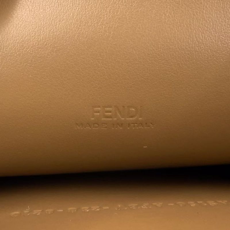 Fendi Zucca Pattern Phone Case Canvas Brown And Beige Shoulder Bag Silver