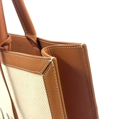 Celine Leather And Cotton Ivory And Brown Tote Bag Gold
