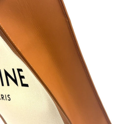 Celine Leather And Cotton Ivory And Brown Tote Bag Gold