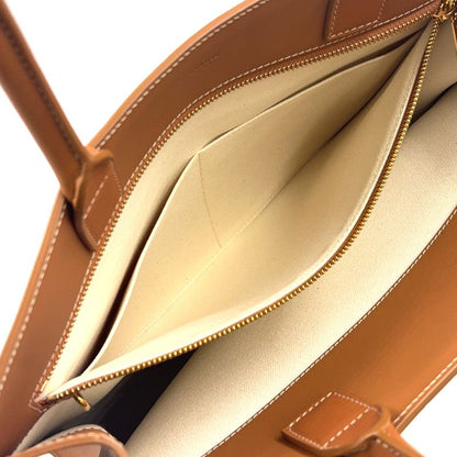 Celine Leather And Cotton Ivory And Brown Tote Bag Gold