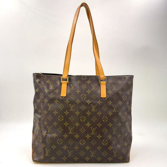 Louis Vuitton Cabas Mezzo Monogram Leather × PVC Brown Tote Bag Gold M51151