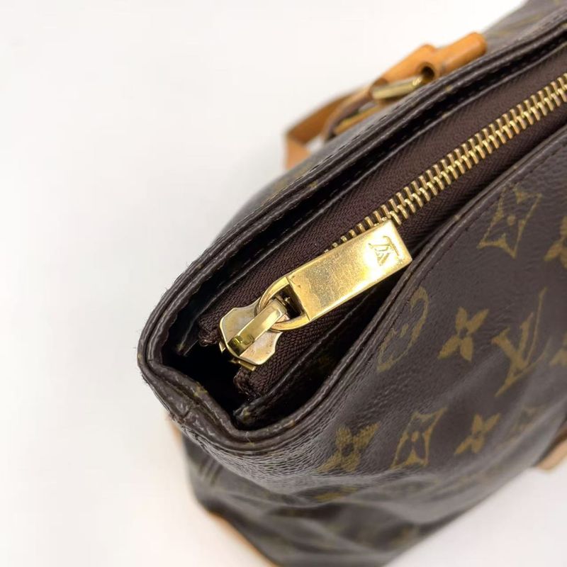 Louis Vuitton Cabas Mezzo Monogram Leather × PVC Brown Tote Bag Gold M51151
