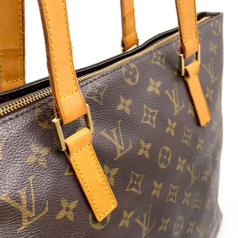 Louis Vuitton Cabas Mezzo Monogram Leather × PVC Brown Tote Bag Gold M51151