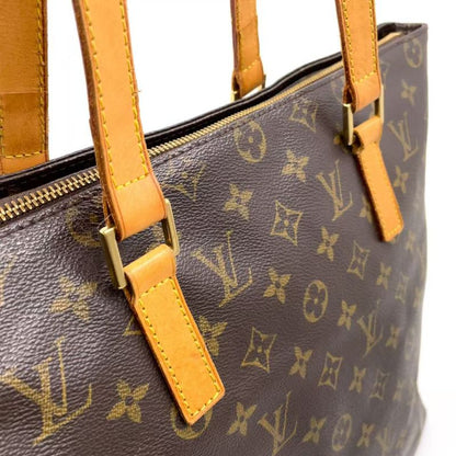 Louis Vuitton Cabas Mezzo Monogram Leather × PVC Brown Tote Bag Gold M51151