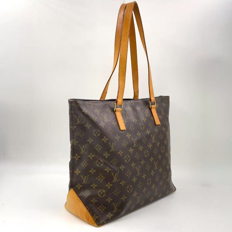 Louis Vuitton Cabas Mezzo Monogram Leather × PVC Brown Tote Bag Gold M51151
