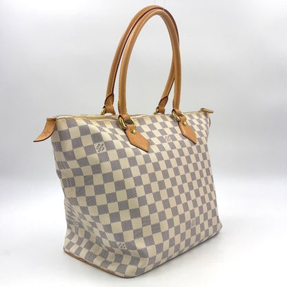 Louis Vuitton Saleya MM Damier Azure Damier Azure Leather × PVC White Tote Bag