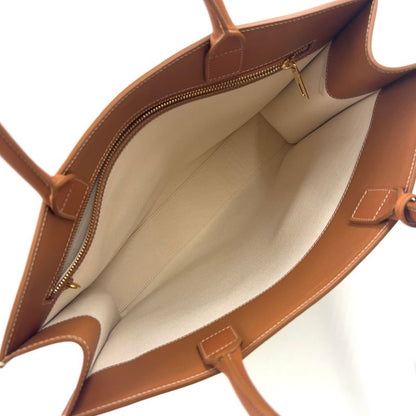 Celine Leather And Cotton Ivory And Brown Tote Bag Gold