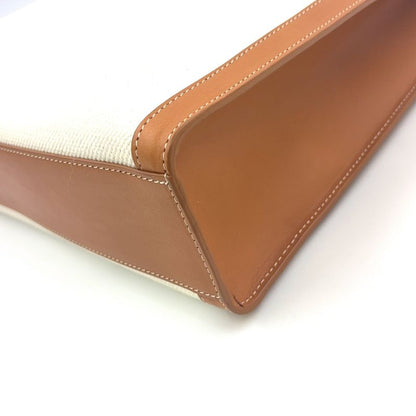 Celine Leather And Cotton Ivory And Brown Tote Bag Gold