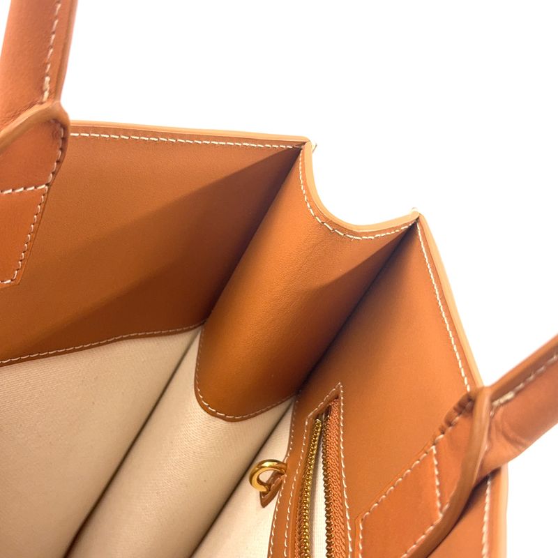 Celine Leather And Cotton Ivory And Brown Tote Bag Gold