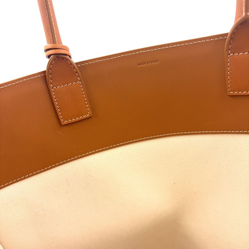 Celine Leather And Cotton Ivory And Brown Tote Bag Gold