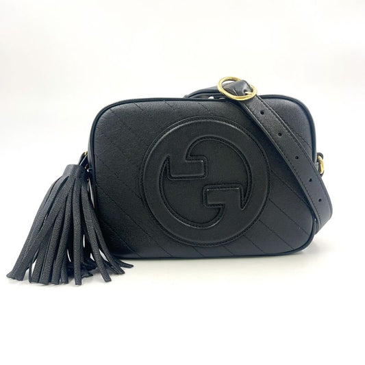 Gucci Blondi Leather Black Shoulder Bag Gold 742360