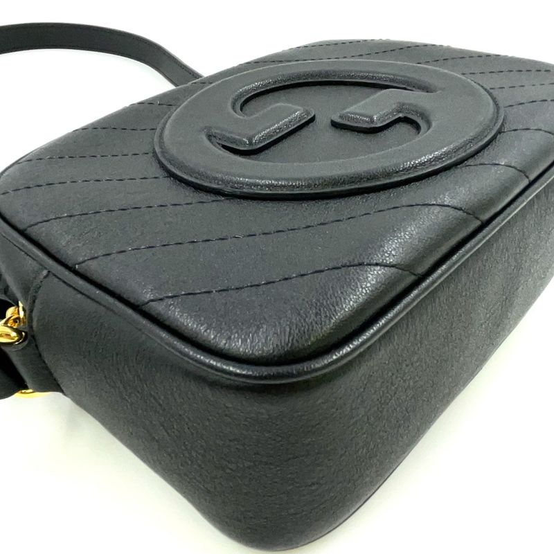 Gucci Blondi Leather Black Shoulder Bag Gold 742360