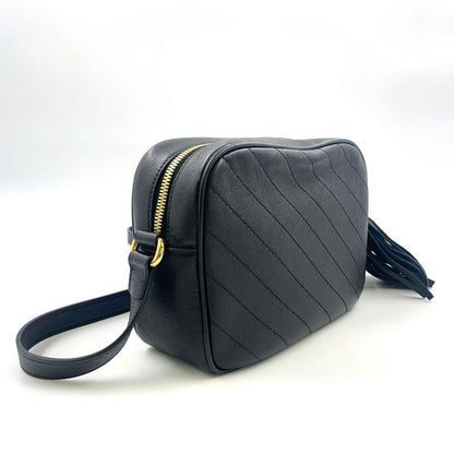 Gucci Blondi Leather Black Shoulder Bag Gold 742360