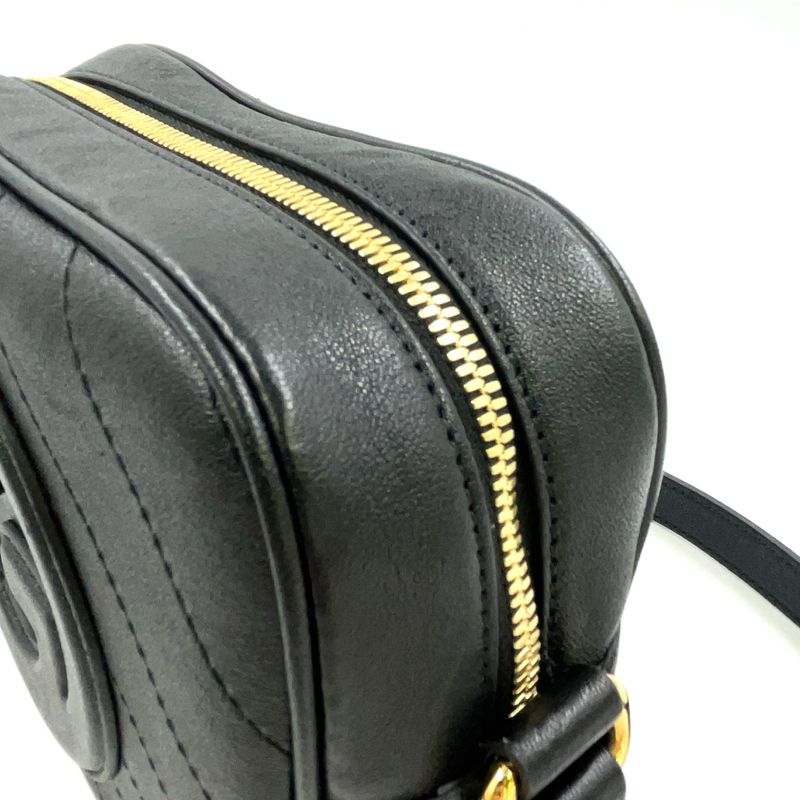 Gucci Blondi Leather Black Shoulder Bag Gold 742360