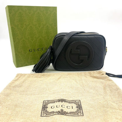 Gucci Blondi Leather Black Shoulder Bag Gold 742360