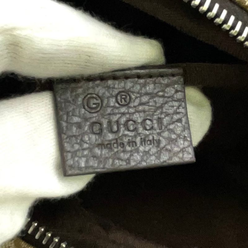 Gucci GG Canvas Leather X Canvas X Calf Brown X Beige Body Bag Silver 449174