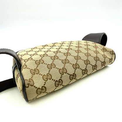 Gucci GG Canvas Leather X Canvas X Calf Brown X Beige Body Bag Silver 449174