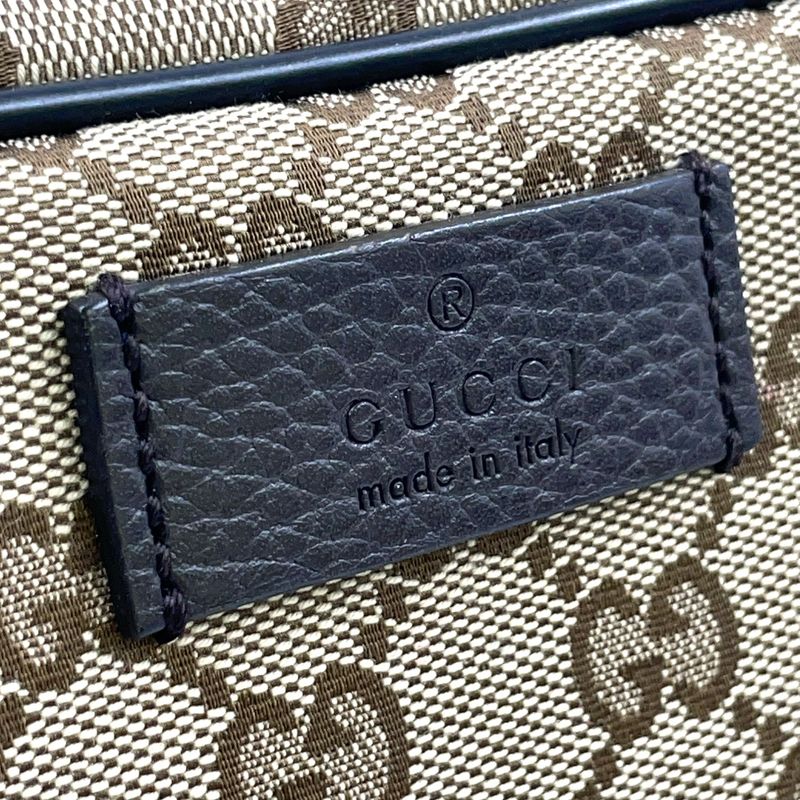 Gucci GG Canvas Leather X Canvas X Calf Brown X Beige Body Bag Silver 449174