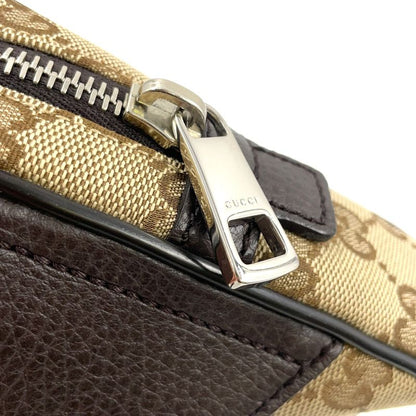 Gucci GG Canvas Leather X Canvas X Calf Brown X Beige Body Bag Silver 449174
