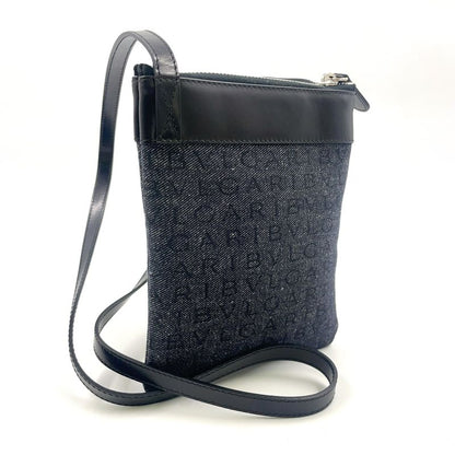 Bvlgari Logomania Leather And Canvas Black Shoulder Bag