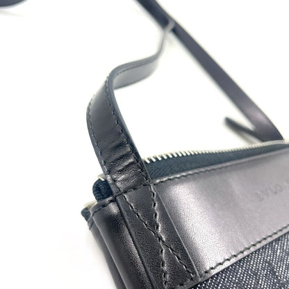 Bvlgari Logomania Leather And Canvas Black Shoulder Bag