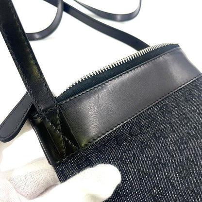 Bvlgari Logomania Leather And Canvas Black Shoulder Bag