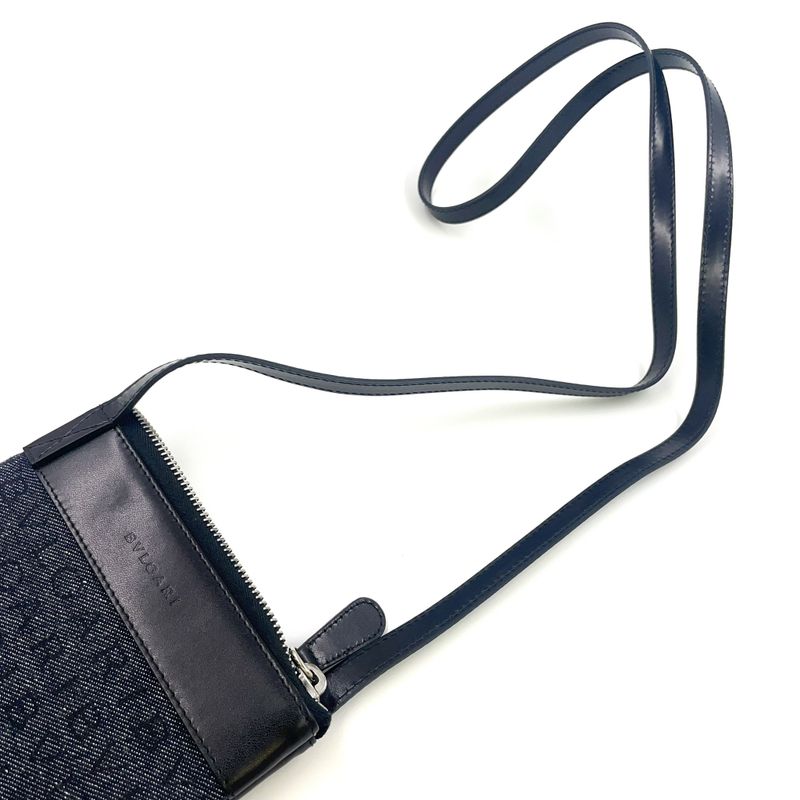 Bvlgari Logomania Leather And Canvas Black Shoulder Bag