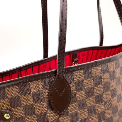 Louis Vuitton Neverfull MM Damier Ebene Damier Ebene Leather × PVC Brown × Red