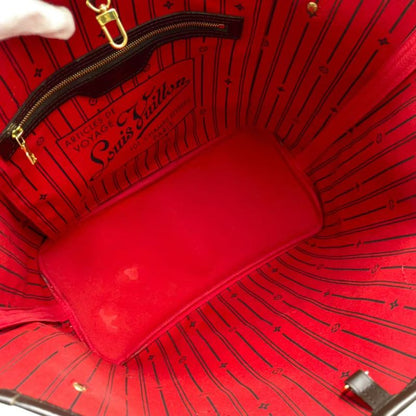 Louis Vuitton Neverfull MM Damier Ebene Damier Ebene Leather × PVC Brown × Red