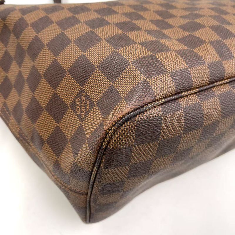 Louis Vuitton Neverfull MM Damier Ebene Damier Ebene Leather × PVC Brown × Red