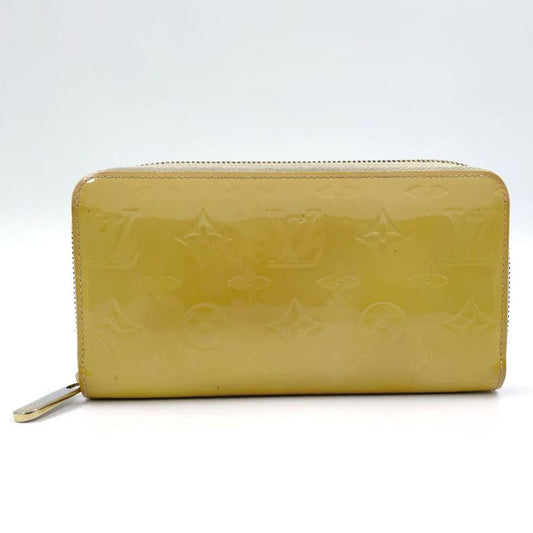 Louis Vuitton Zippy Round Zipper Enamel Leather Yellow Wallet Gold M90142