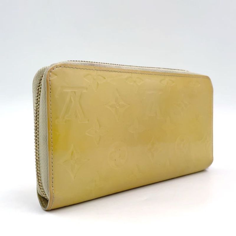 Louis Vuitton Zippy Round Zipper Enamel Leather Yellow Wallet Gold M90142