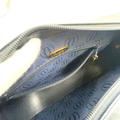Cartier Sapphire Line Leather Black Shoulder Bag Gold