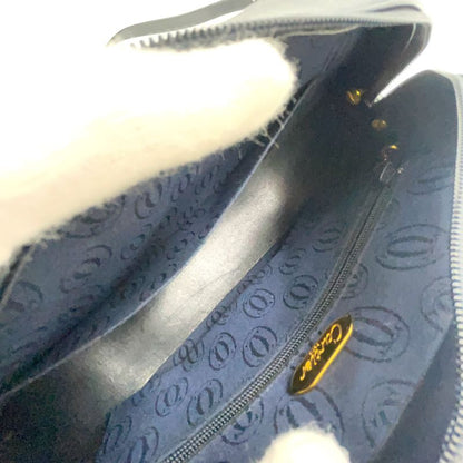 Cartier Sapphire Line Leather Black Shoulder Bag Gold