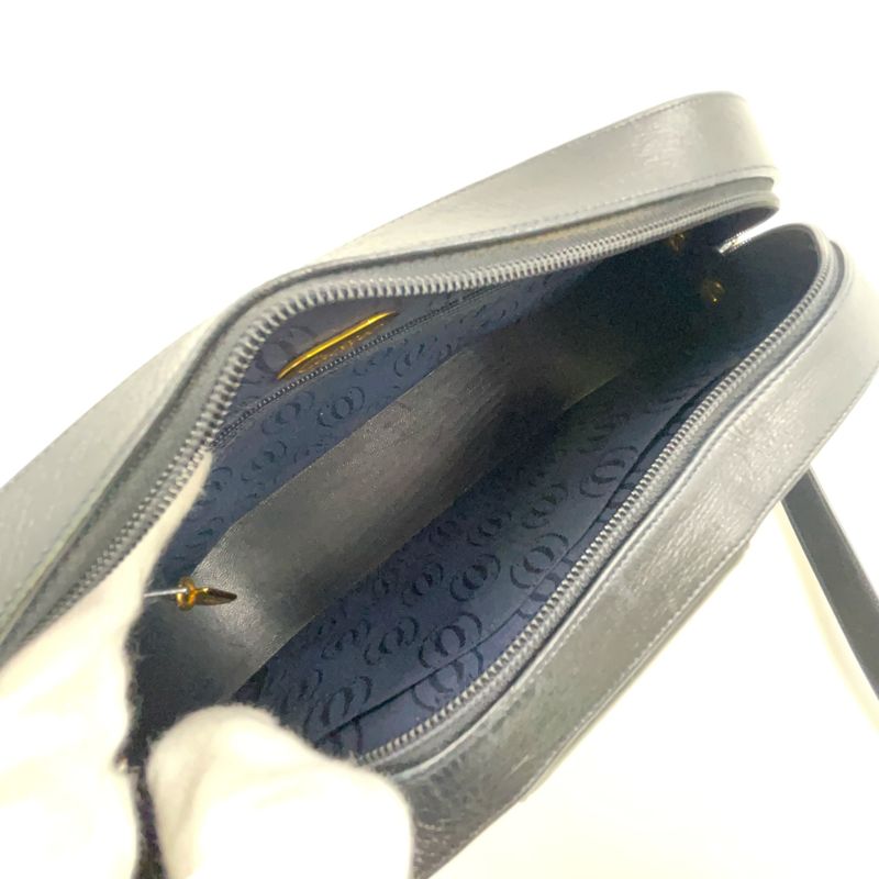 Cartier Sapphire Line Leather Black Shoulder Bag Gold