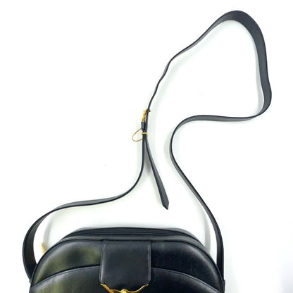 Cartier Sapphire Line Leather Black Shoulder Bag Gold