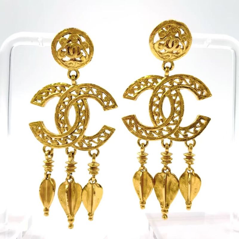 Chanel Coco Mark Fringe GP Gold Earrings
