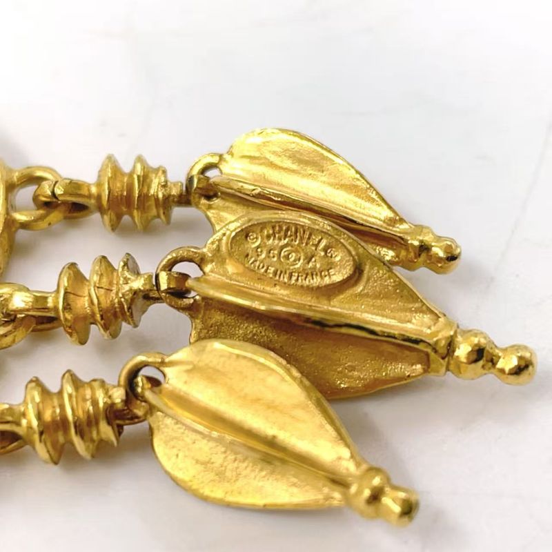 Chanel Coco Mark Fringe GP Gold Earrings