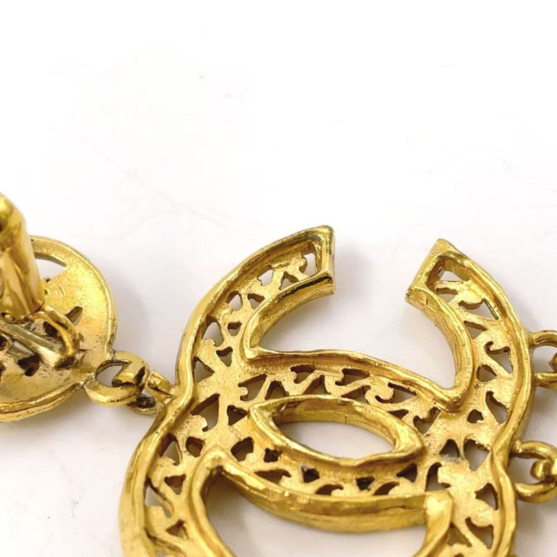 Chanel Coco Mark Fringe GP Gold Earrings