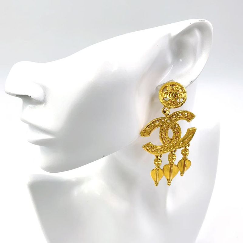 Chanel Coco Mark Fringe GP Gold Earrings