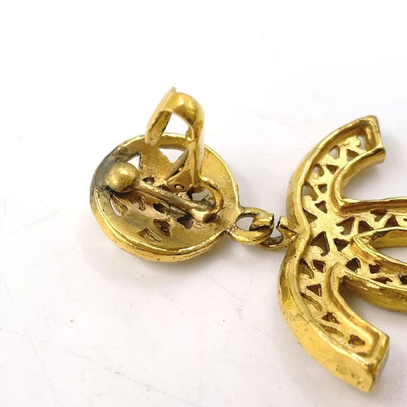 Chanel Coco Mark Fringe GP Gold Earrings