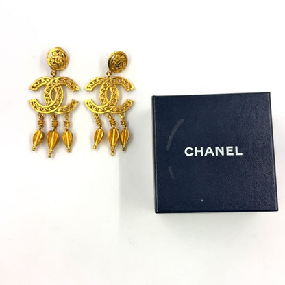 Chanel Coco Mark Fringe GP Gold Earrings