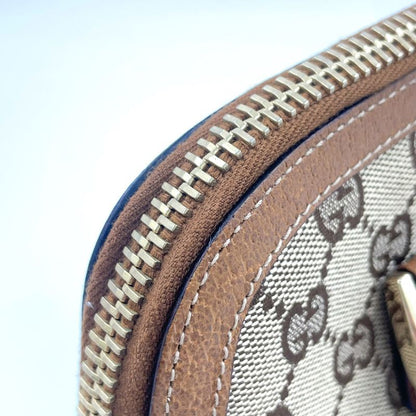 Gucci GG Canvas Studded Leather X Canvas Brown Handbag Gold 131023