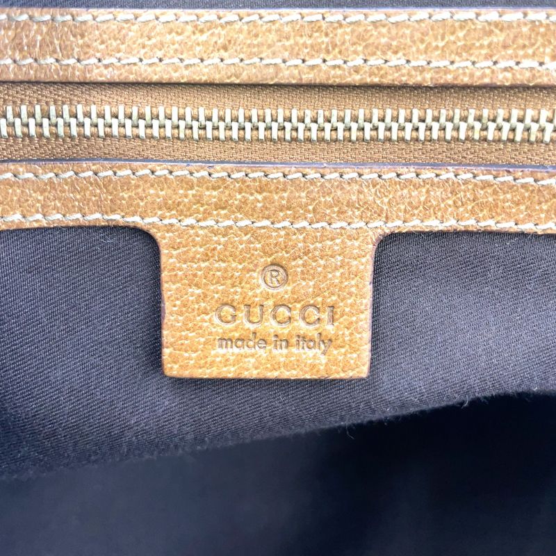 Gucci GG Canvas Studded Leather X Canvas Brown Handbag Gold 131023