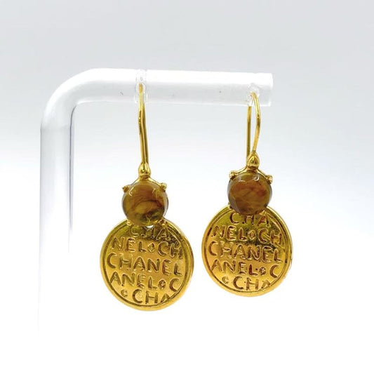 Chanel Round Wing GP Gold Earrings